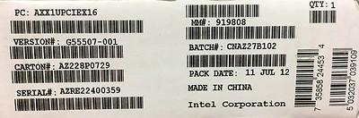 Intel AXX1UPCIEX16 Spare riser card   New Bulk Packaging