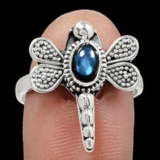 Dragonfly Labradorite 925 Sterling Silver Ring - Size 8