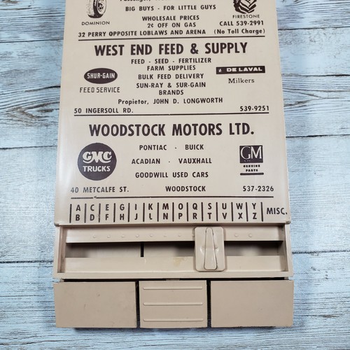 Woodstock Rural Ontario Advertising Pop Up Address Book Holder Vintage - Picture 3 of 9