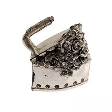 Laminato argento lavorato a mano FERRO DA STIRO laminato anni 50 vintage italy