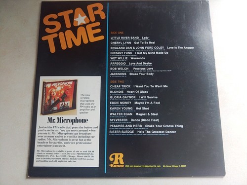 RONCO presents Star Time 33 RPM Vinyl LP Record 1979 Compilation Pop Rock VG+ - Picture 2 of 4