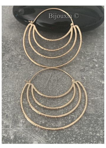 Orecchini In Oro 750 Placcato 18 Carati Grandi Creole 51 Mm - Foto 10