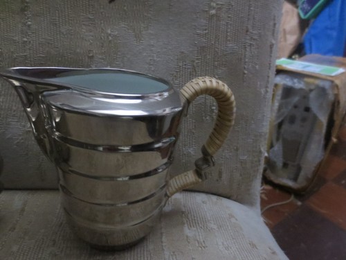 Rosenthal Porcelain Silver Chrome overlay Wicker handle Coffee Tea Pot Cream Sug - Picture 16 of 21