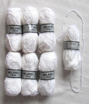 Strickgarn Viskosegarn + Polyacryl weiß 6x50g + Rest Häkelgarn Handstrickgarn