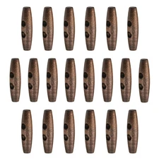 20pcs Wooden Toggle Buttons 50mm 2-Hole Wood Olive Sewing Button, Dark Brown