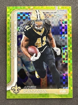 2025 Topps Chrome Alvin Kamara Lime Green X-Fractor #215