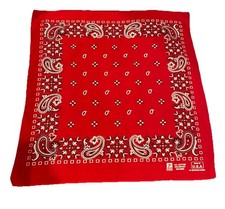Red Vintage Handkerchief Colorfast Bandana Made USA 100 Cotton RN 13960 Paris