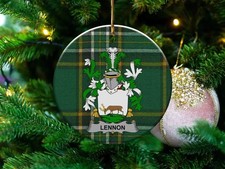 Lennon Surname Irish Coat Of Arms Ceramic Ornament