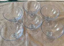 Blue Depression Glass Footed 3.5” Ice Cream Bowls Set Of 6