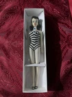Vintage Barbie Ponytail Doll Black Hair Striped Swimsuit Shoes Sunglasses
