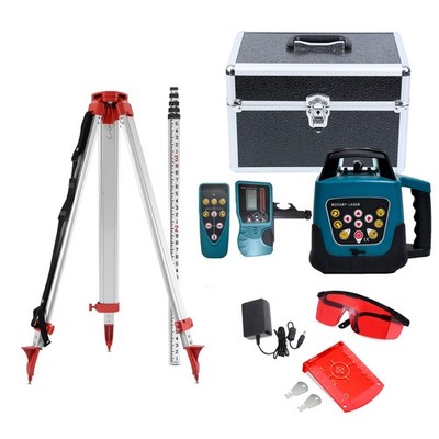 360° Self-Leveling Rotary Red Beam Laser Level Tool Set with Tripod + Grade Rod