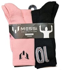 MESSI 10 Collection Men's Crew Socks Size 6-12 Pink Black White Gray Set of 6