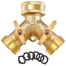 Garden Hose Splitter 2 Way Heavy Duty with Upgraded Handles, Solid Brass Wate...