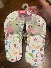 NWT Sanrio Hello Kitty HK White Face Slipper Sandals Size Little Girl Size 13/1