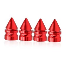 4PCS Car Tire Valve Caps, Spike Aluminum Alloy Valve Stem Caps, Dustproof red