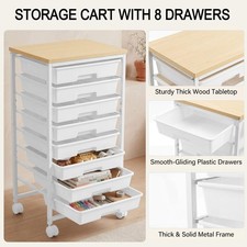 8 Drawer Rolling Storage Cart Office School Scrapbook Paper Organizer