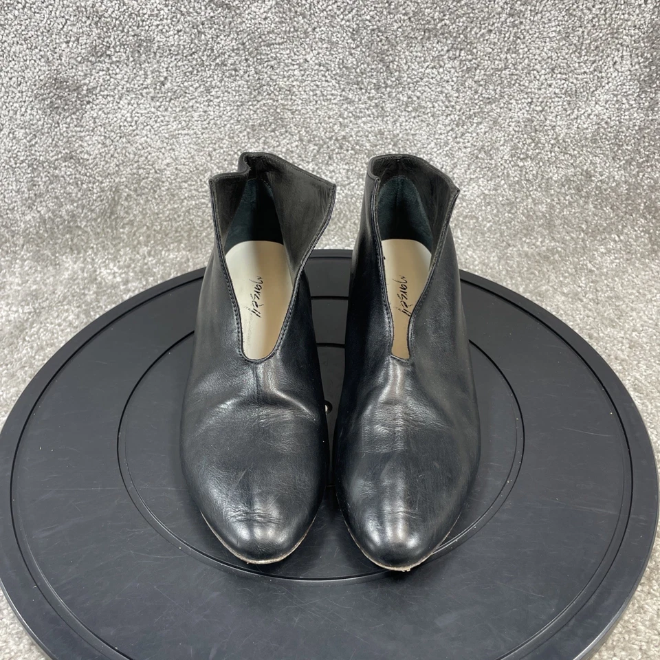 Botas Marsell para mujer talla 38 EU 7.5 US cuero negro punta redonda botín de tacón Foto 4 de 4