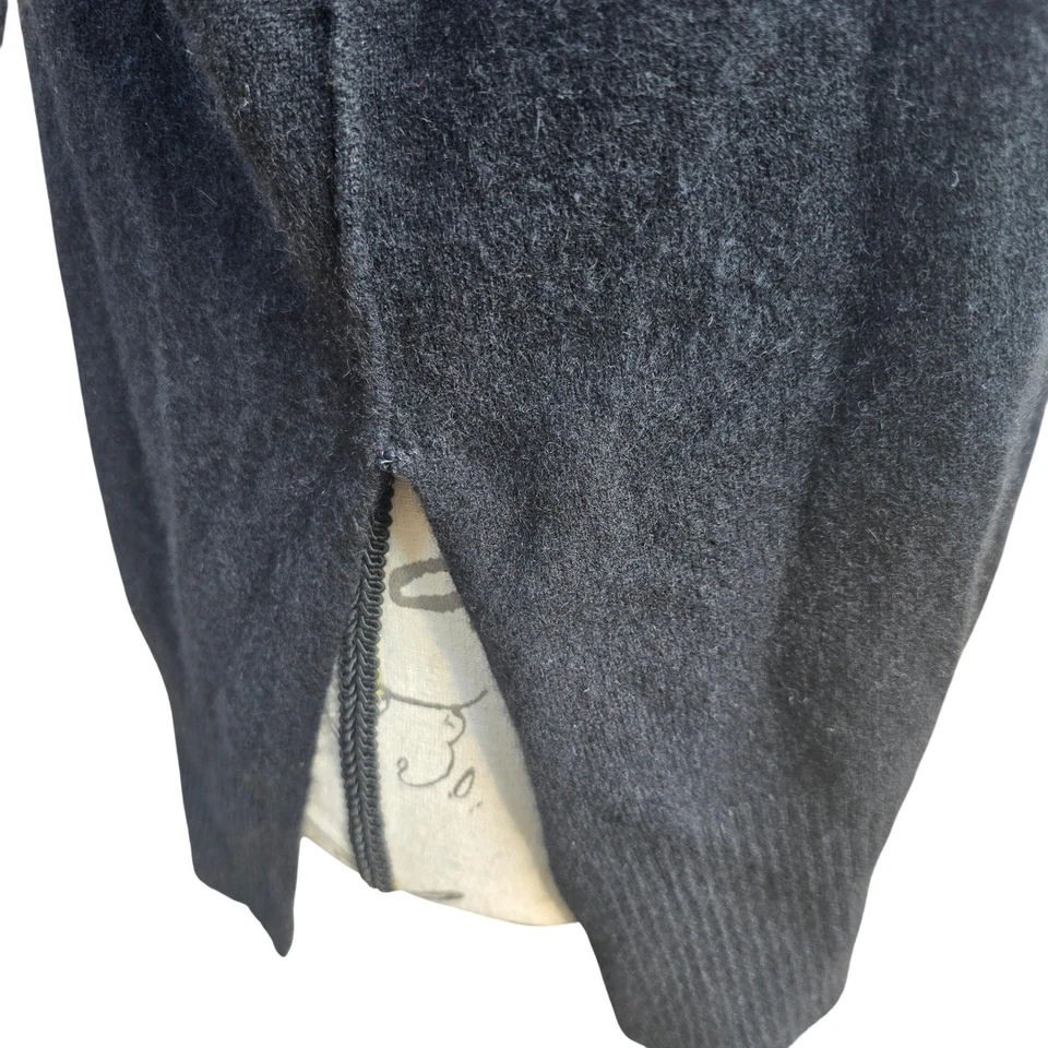 Suéter para mujer LINE negro 100 % cachemir cuello alto súper suave dobladillo abertura mediano Foto 3 de 4