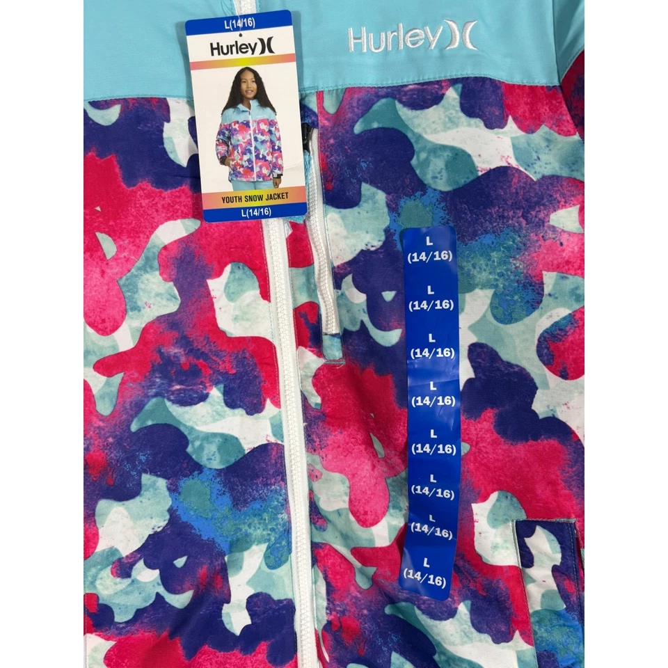 Hurley Jóvenes Niñas Chaqueta para Nieve Rosa Azul Camuflaje Abrigo Abombado con Capucha L (14/16) Foto 2 de 4