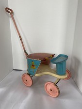 Nassau Corp. Vintage Pink Blue Metal Doll Stroller MCM Adorable
