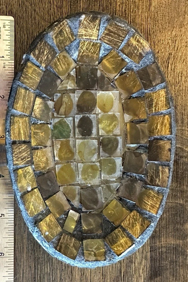 MOSAIC Glass Tile SOAP DISH Platform Tray Olive Green Brown Decor Bathroom 6” - Image 4 of 4