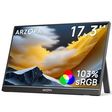 ARZOPA 17.3" Portable Monitor 1080P FHD sRGB IPS Gaming External Screen Kickstan