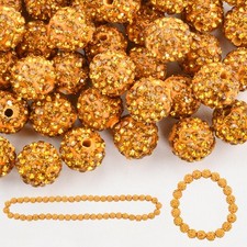 Rhinestone Clay Beads 100pcs 10mm Round Disco Ball Yellow DIY Jewelry