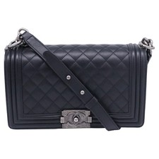 Chanel Boy Old Medium Shoulder Bag In Calf Leather Women Black One Size