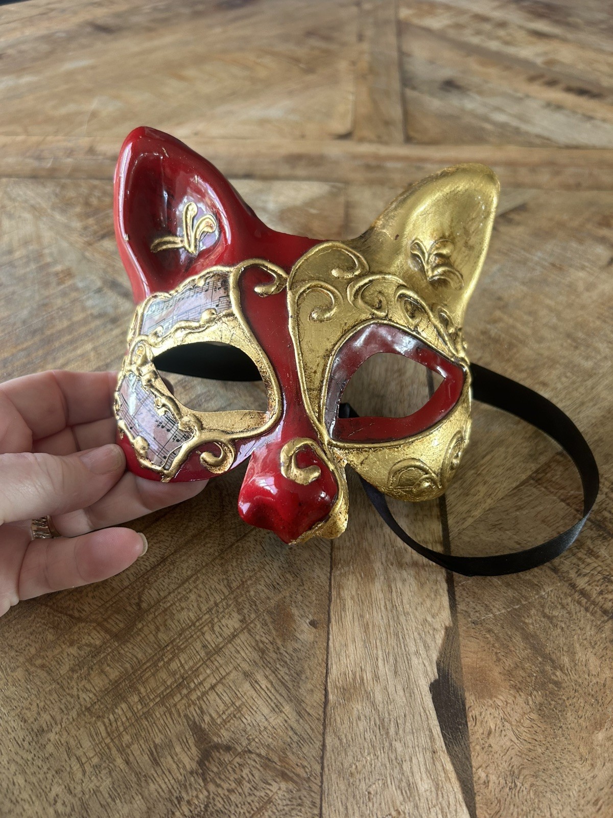 Máscara de gato veneciano vintage mascarada carnaval - (comprada en Venecia)