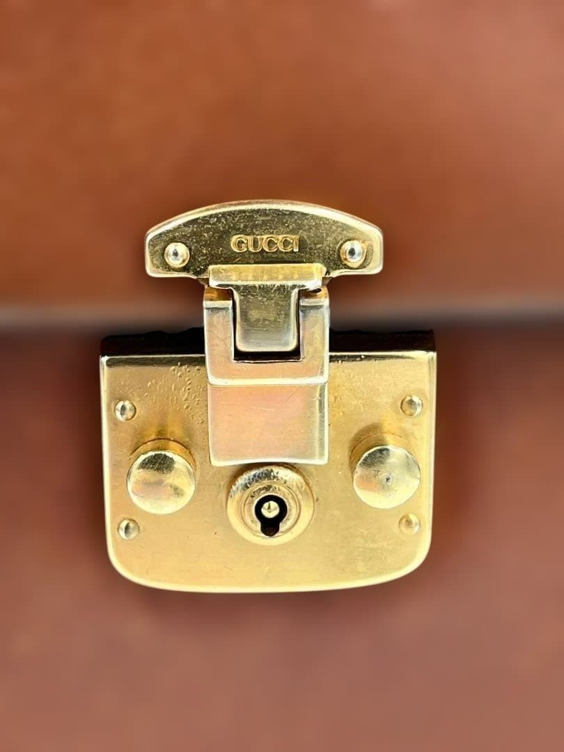 GUCCI Leather Ladylock 2WAY Handbag Brown Authentic Vintage Crossbody Bag thumbnail 14