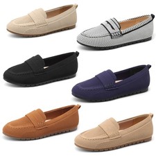 Women Knit Loafers Penny Loafer Casual Shoes Slip On Breathable Office Shoes