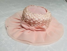 Vintage Women's Pink Wedding Hat/Kentucky Derby/Church Sheer Mesh Union Made