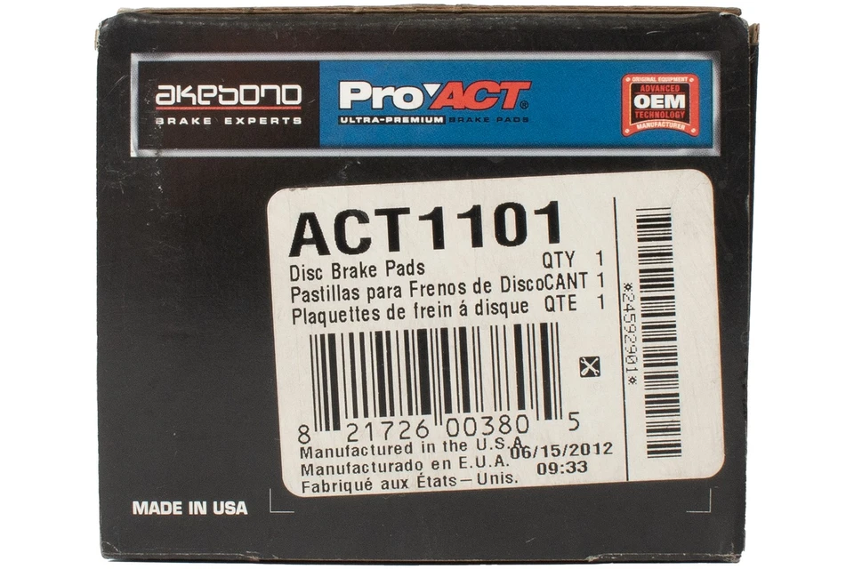 Juego de pastillas de freno traseras de cerámica Akebono Proact para Nissan Pathfinder ACT1101 2005-12 Foto 2 de 4