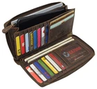 Vintage Leather Women's Wallet RFID Zip Around Card Holder Phone Wristlet Clutch