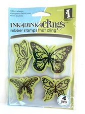 Inkadinkado Inkadinkaclings 4 Piece Rubber Cling Stamp Set Butterflies 60-60004