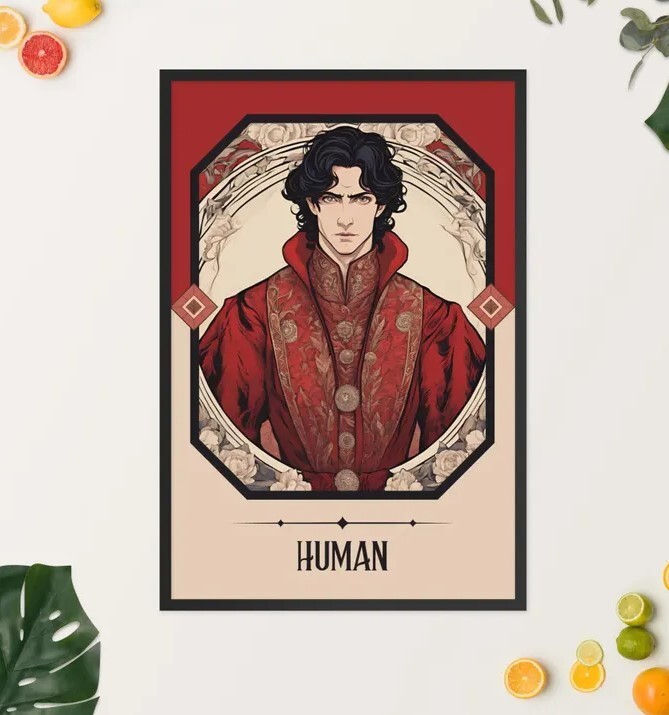 Art Nouveau Tarot Human Art Print – Mystical Vintage Design