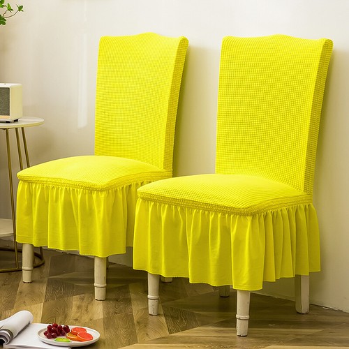 Funda de silla con falda lisa elástica extraíble asiento de comedor funda protectora - Imagen 36 de 62