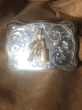 Barrel Racer Vintage Solid Sterling Belt Buckle Diablo Silver Rodeo
