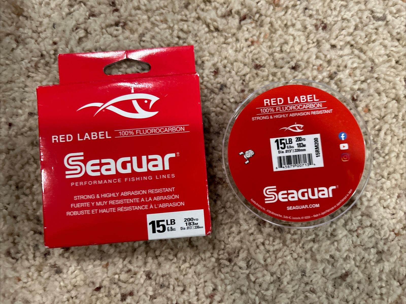 Seaguar Red Label 100 Fluorocarbon Fishing Line 15 lb 200 Yards