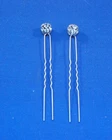 STUNNING VINTAGE ESTATE  RHINESTONE Round Ball Bride's hair pins 4" Long