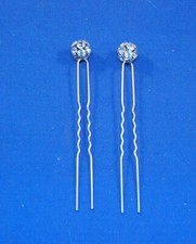 STUNNING VINTAGE ESTATE RHINESTONE Round Ball Bride's hair pins 4" Long