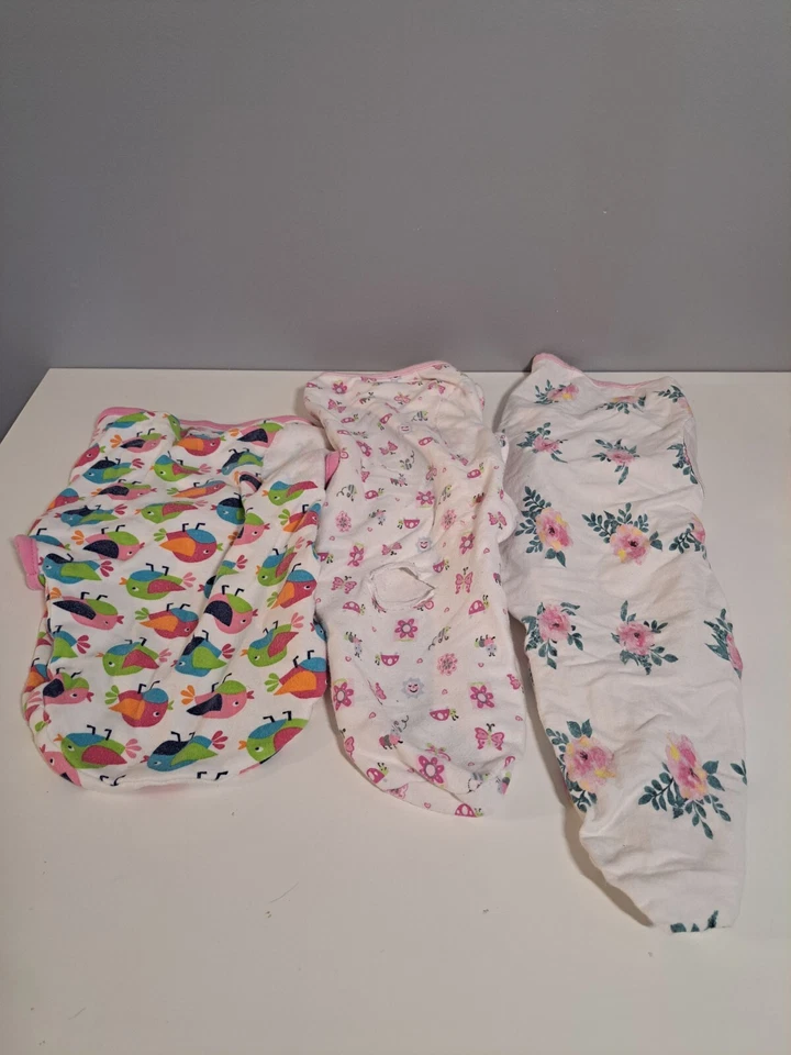 Lote de 3 panos para bebês meninas rosa pequeno e médio - Imagem 3 de 3