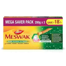 3 x Dabur Meswak toothpaste Natural Toothpaste 200g  free shipping