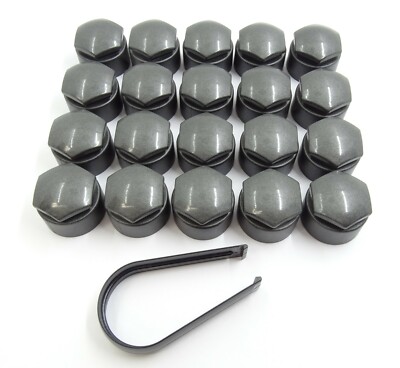 21-Piece Grey 17mm Wheel Nut Covers For Audi A1-A8, TT - Includes Removal Tool