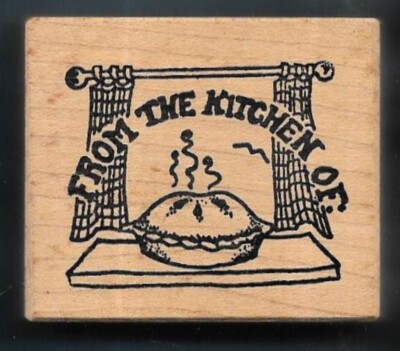 FROM THE KITCHEN OF:  PIE WINDOW GIFT TAG  BAKER FOOD Words ARTFUL Rubber Stamp
