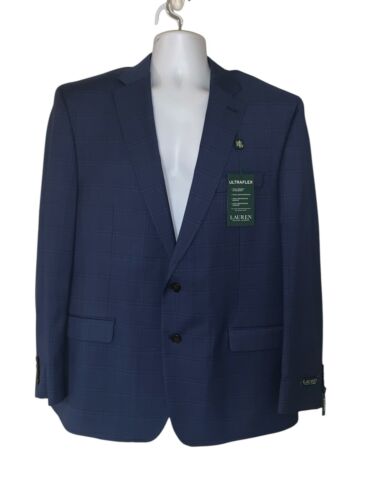 Veste blazer Ralph Lauren neuve avec étiquettes homme 2 boutons pare-brise bleu ultraflex à carreaux 46R - Photo 1/7