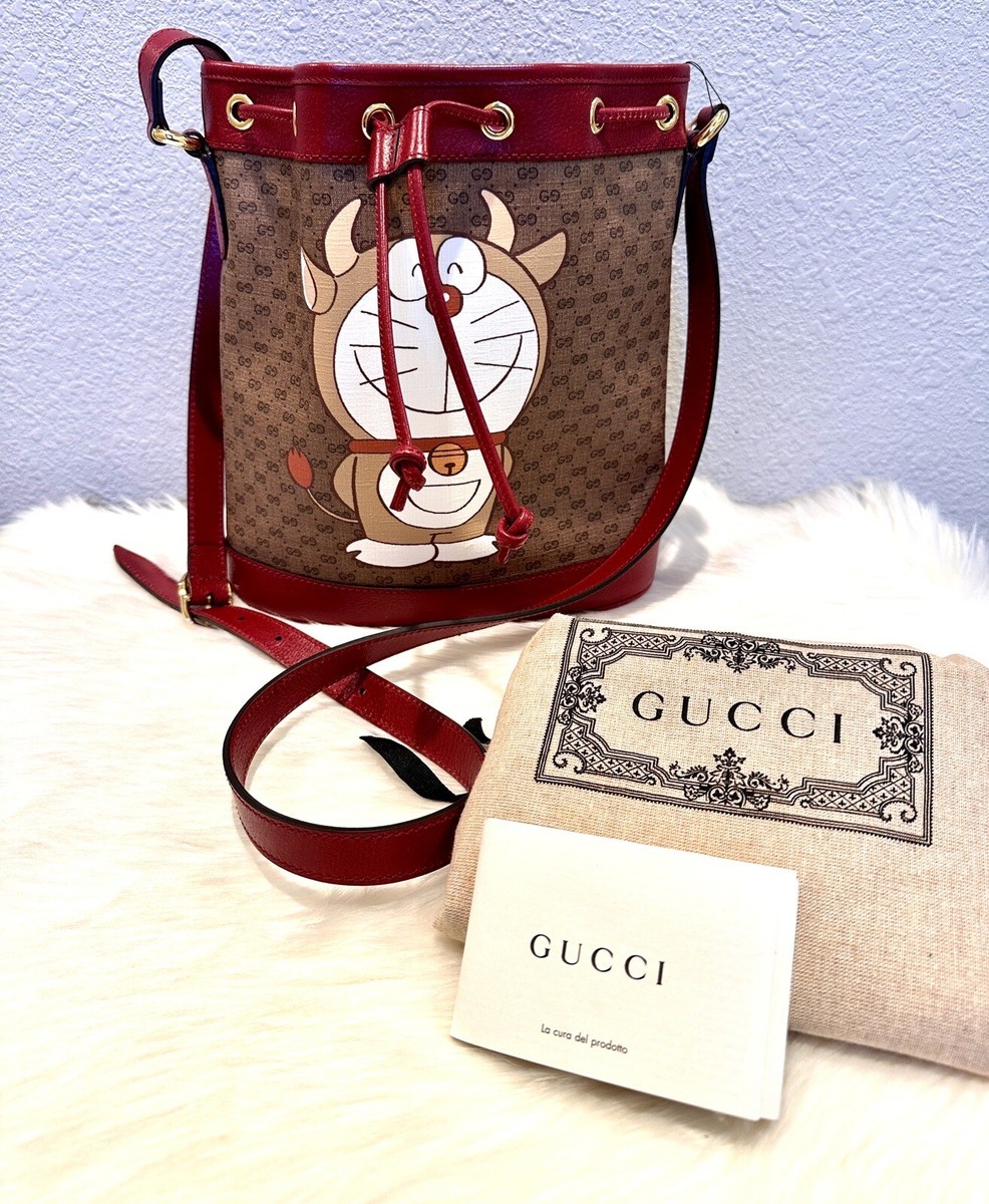 NEW Gucci Candy GG Doraemon Bucket Bag With Minor Flaw