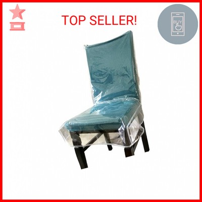 Swanna Plastic Dining Chair Covers with Backrests,Clear PVC Seat Chair Protector