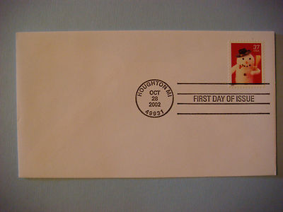 USPS Briefmarken Und Umschlag ~ 2002 Erste Tag Der Ausgabe ~ Schneemann Mit Rohr