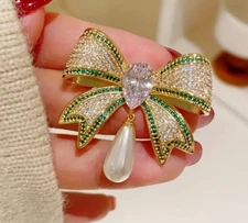 christmas Pin Bow Brooch Fashion jewelry NEW Free Ship 1.5 inch